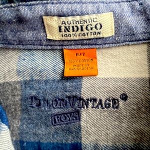Boys’ Tailor Vintage Size 6 Flannel Authentic Indigo 100% Cotton